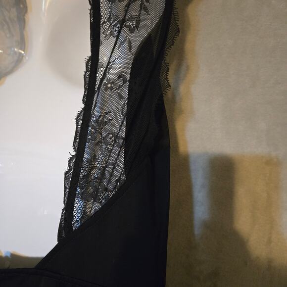 Abercrombie & Fitch Black‎ Mini Dress Lace Back Sexy Witchy Whimsigoth Y2k Sz 2 - Picture 8 of 11